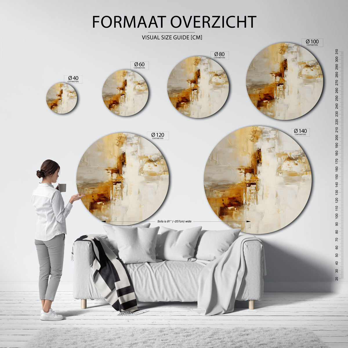 Abstracte beige Muurcirkel