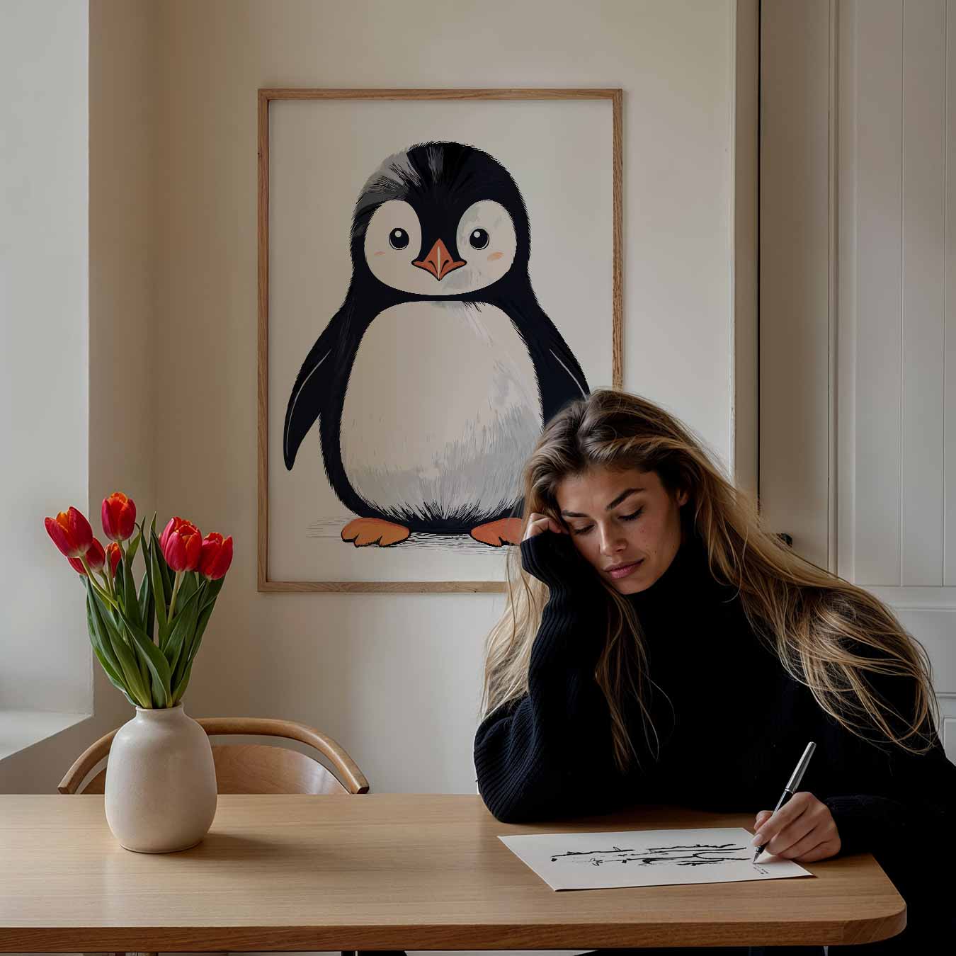 Schattige Pinguïn Illustratie Poster-WallArtistic