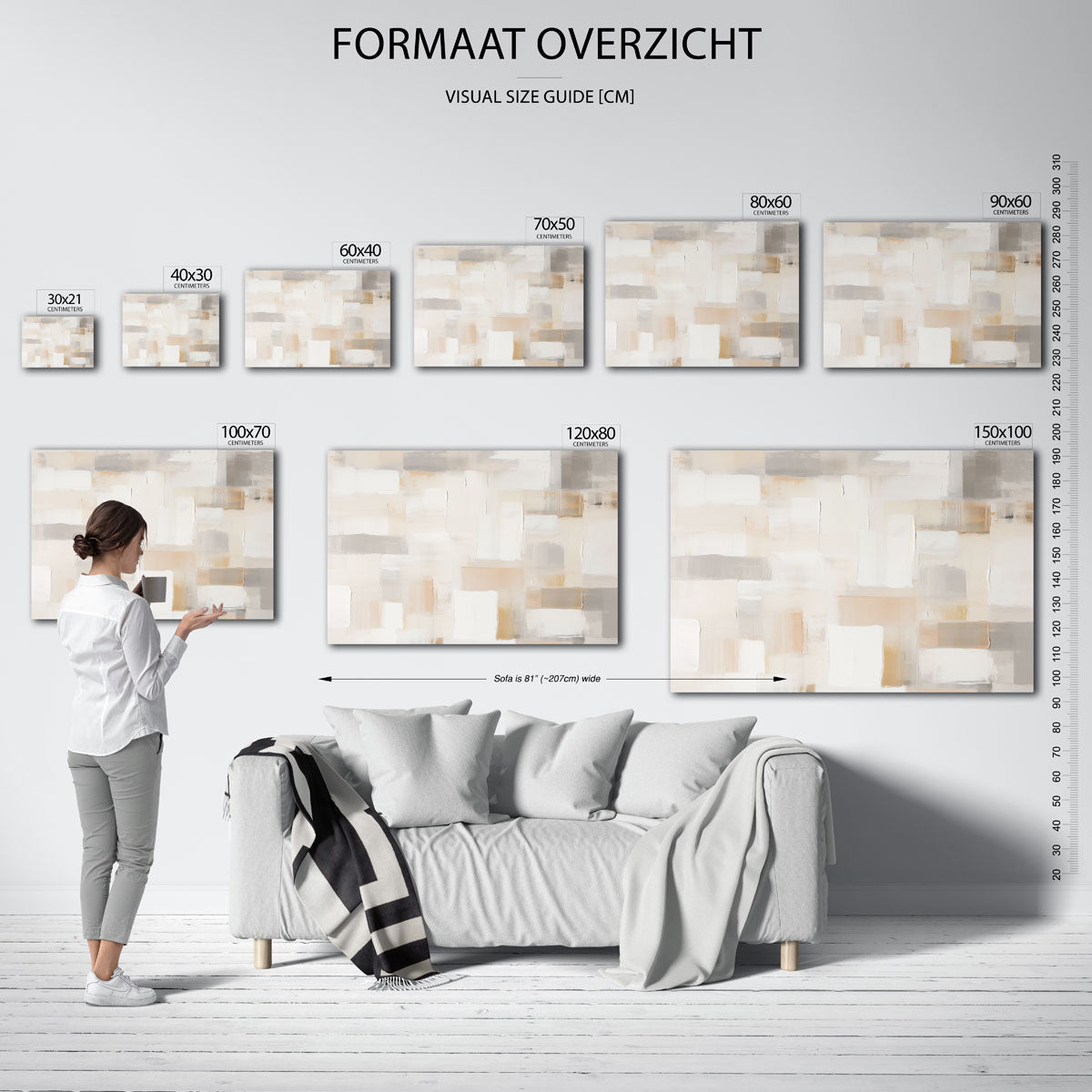 Abstracte beige en grijze vlakken Poster