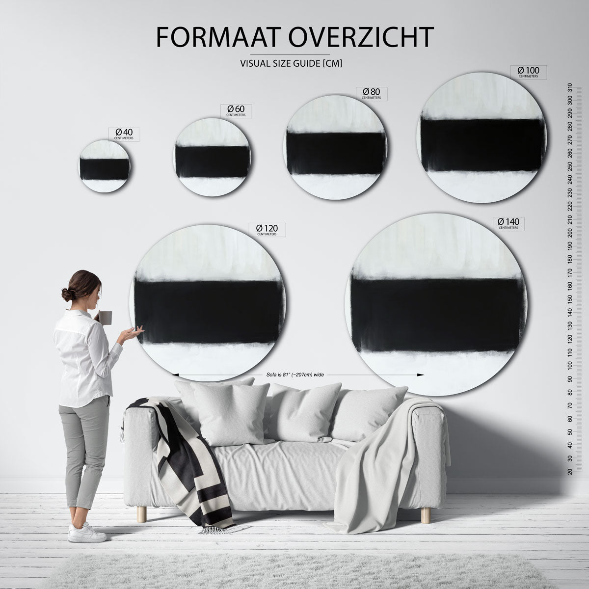 Zwart wit compositie Muurcirkel