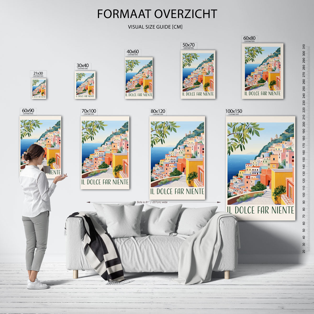 Gekleurde huizen aan zee Poster