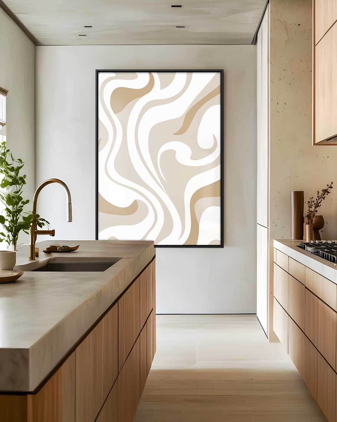 Golvende Aardetinten Wandprint Kunstwerk-canvas-dibond-plexiglas-wanddecoratie-WallArtistic