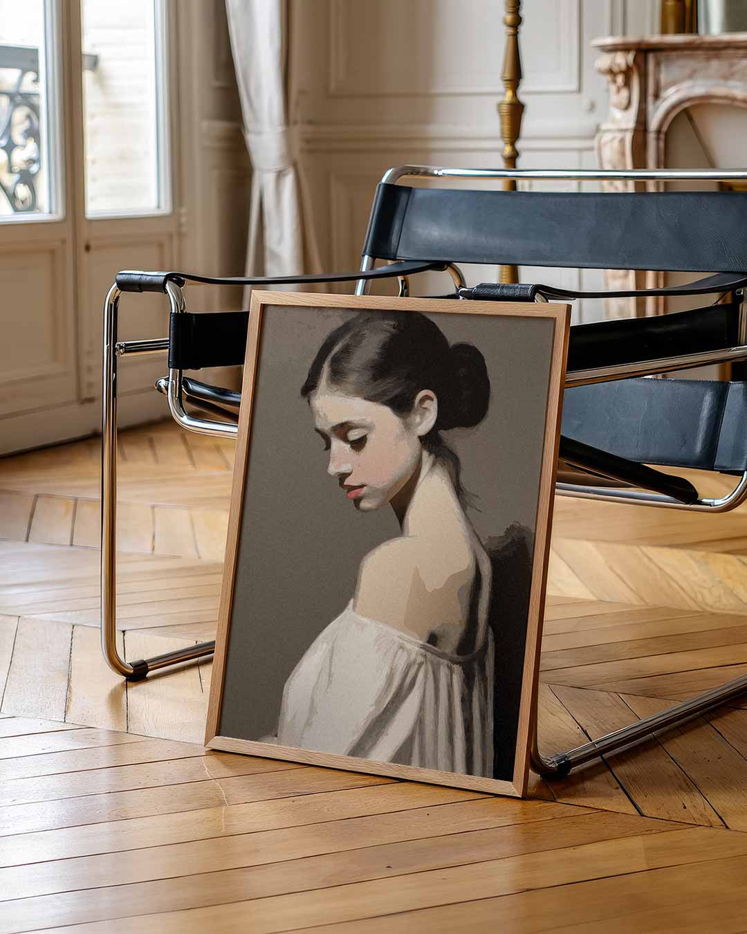 Elegante Dromerige Vrouw Poster-WallArtistic