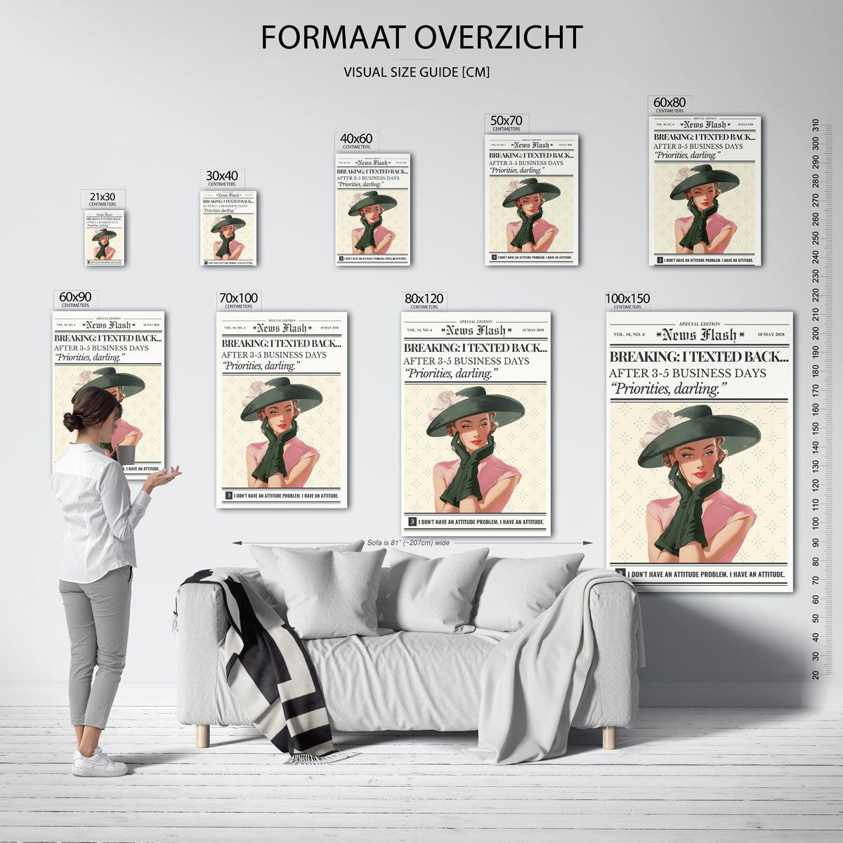 Vrouw met hoed en handschoenen Poster