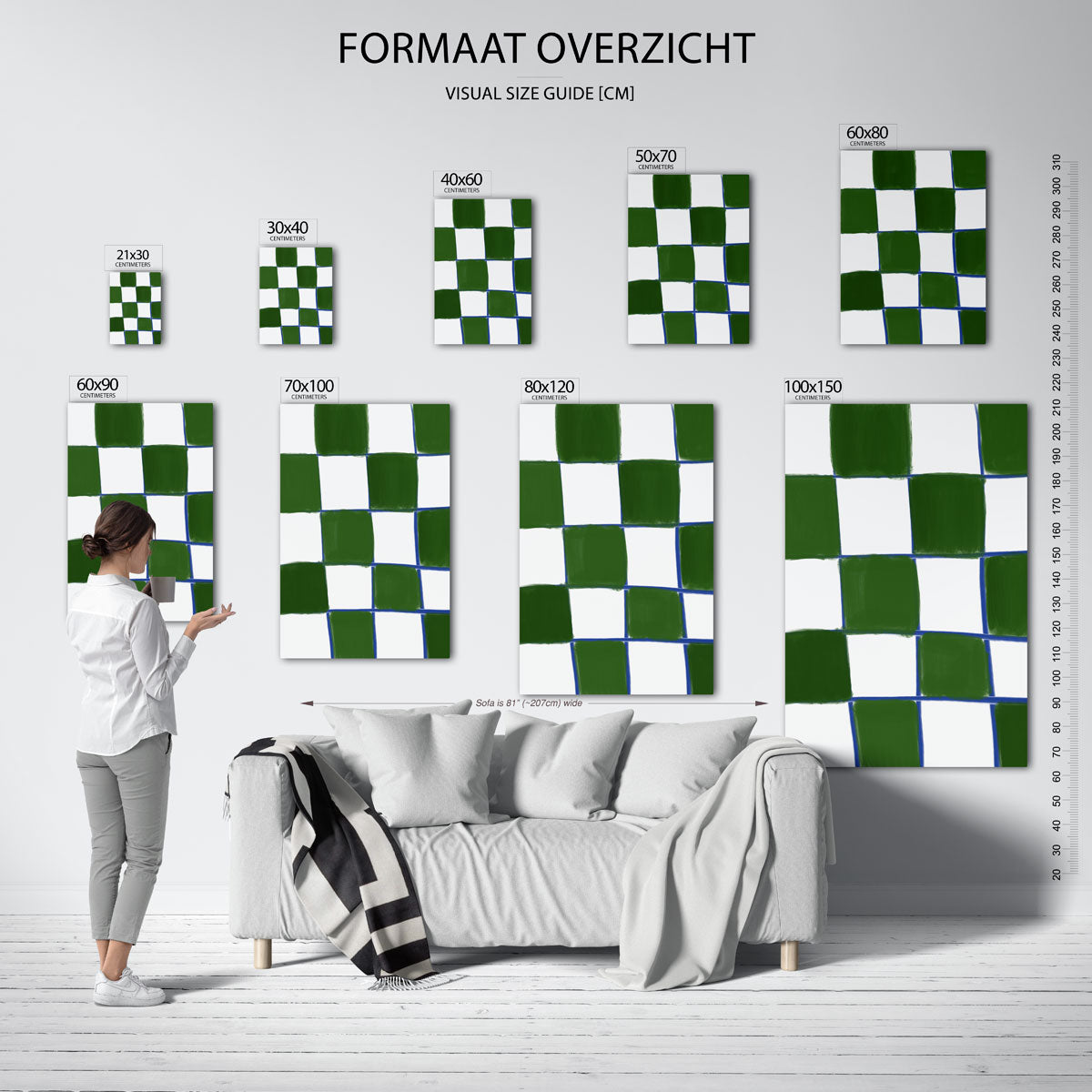 Groene en witte blokken Poster