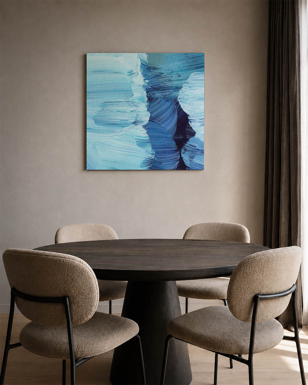 Dynamische blauwe borstels Kunstwerk