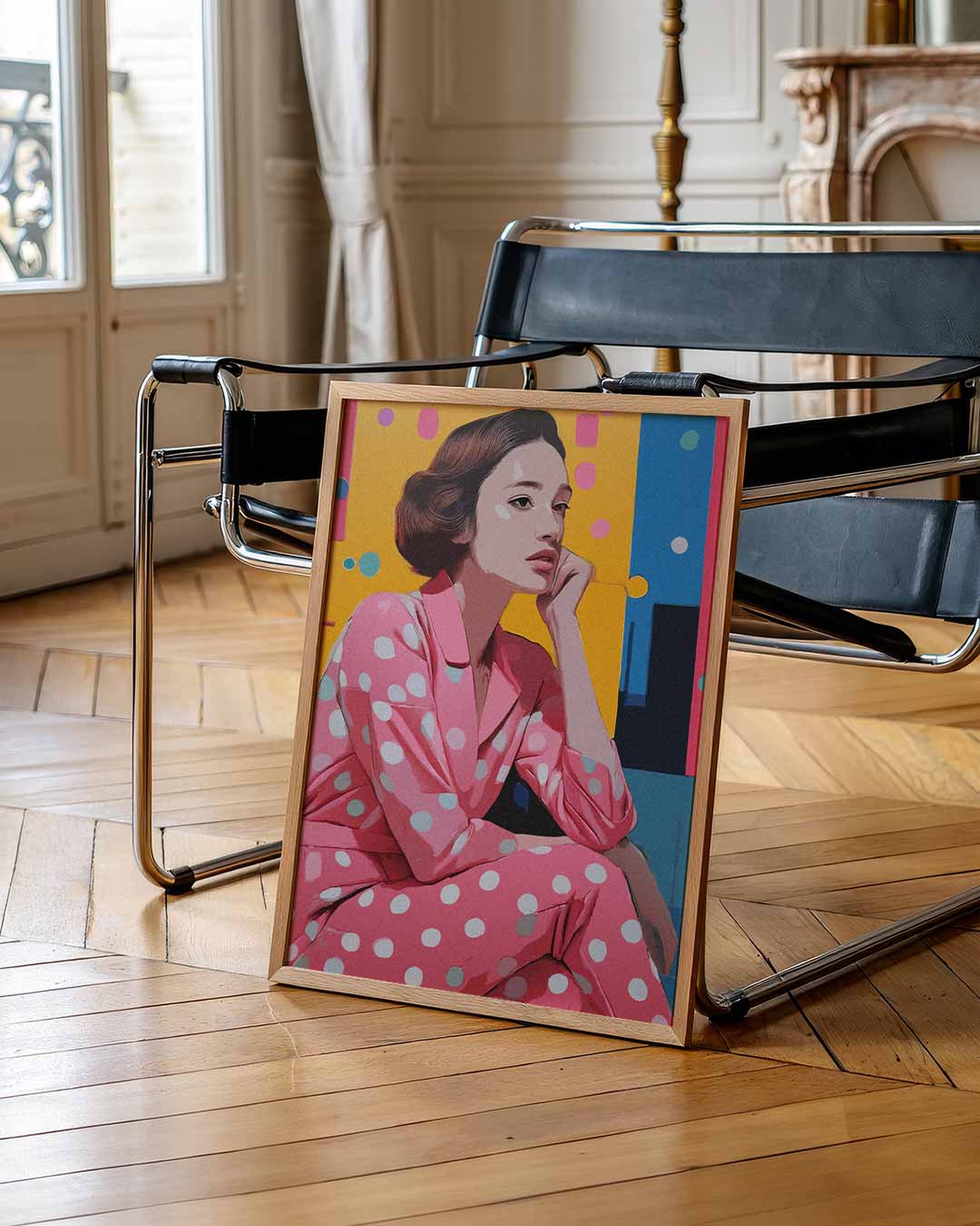 Stijlvolle Retro Vrouw Portret Poster-WallArtistic