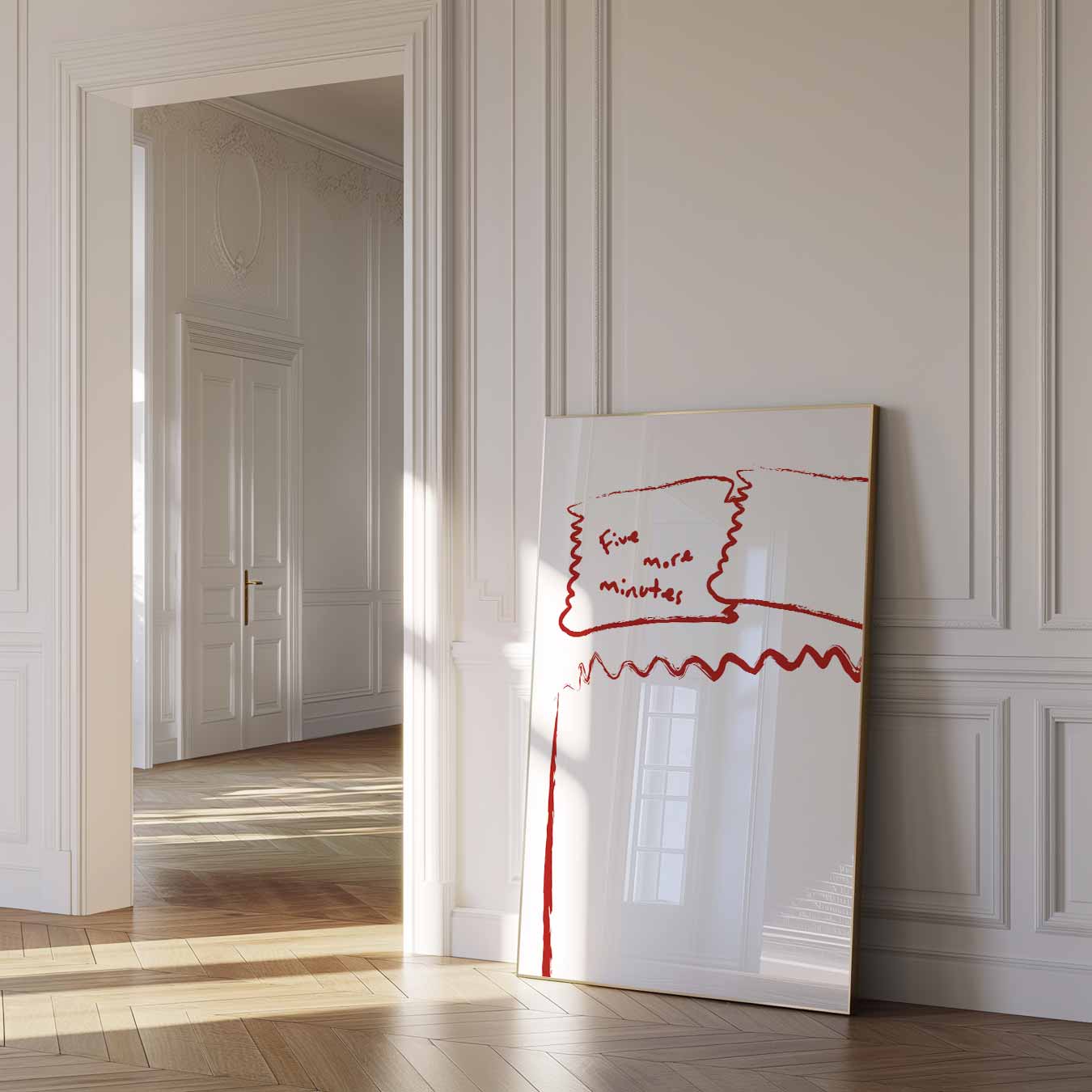 Vrolijke "Five More Minutes" Wekkerposter-WallArtistic