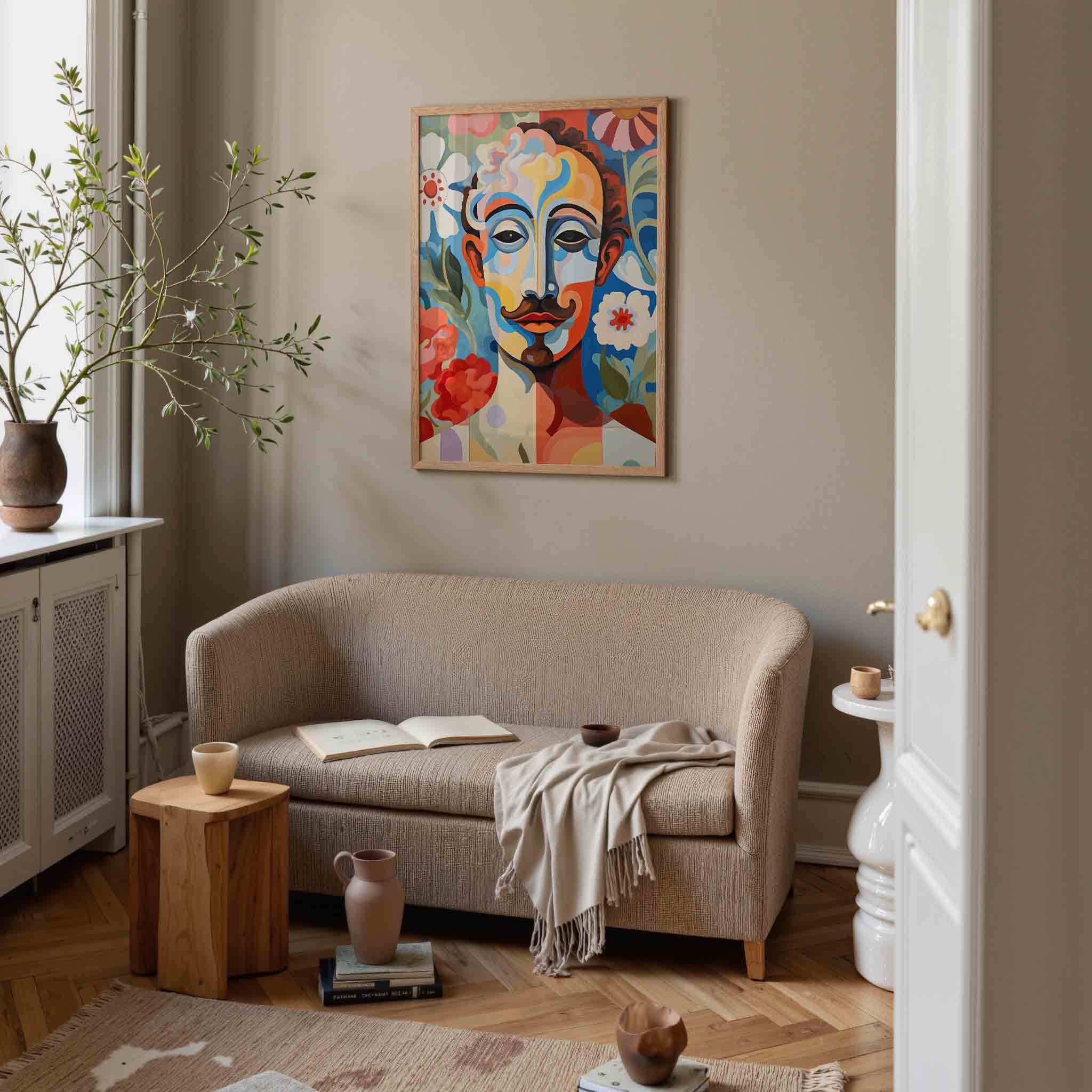 Gezicht met bloemen Poster