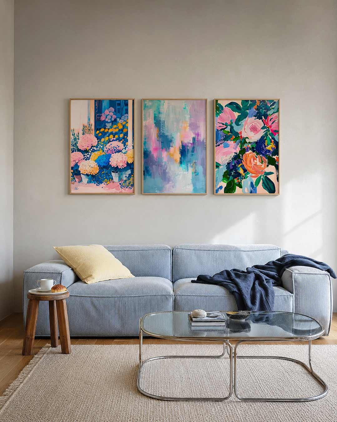 Bloemrijke kleurvlakken Posterset