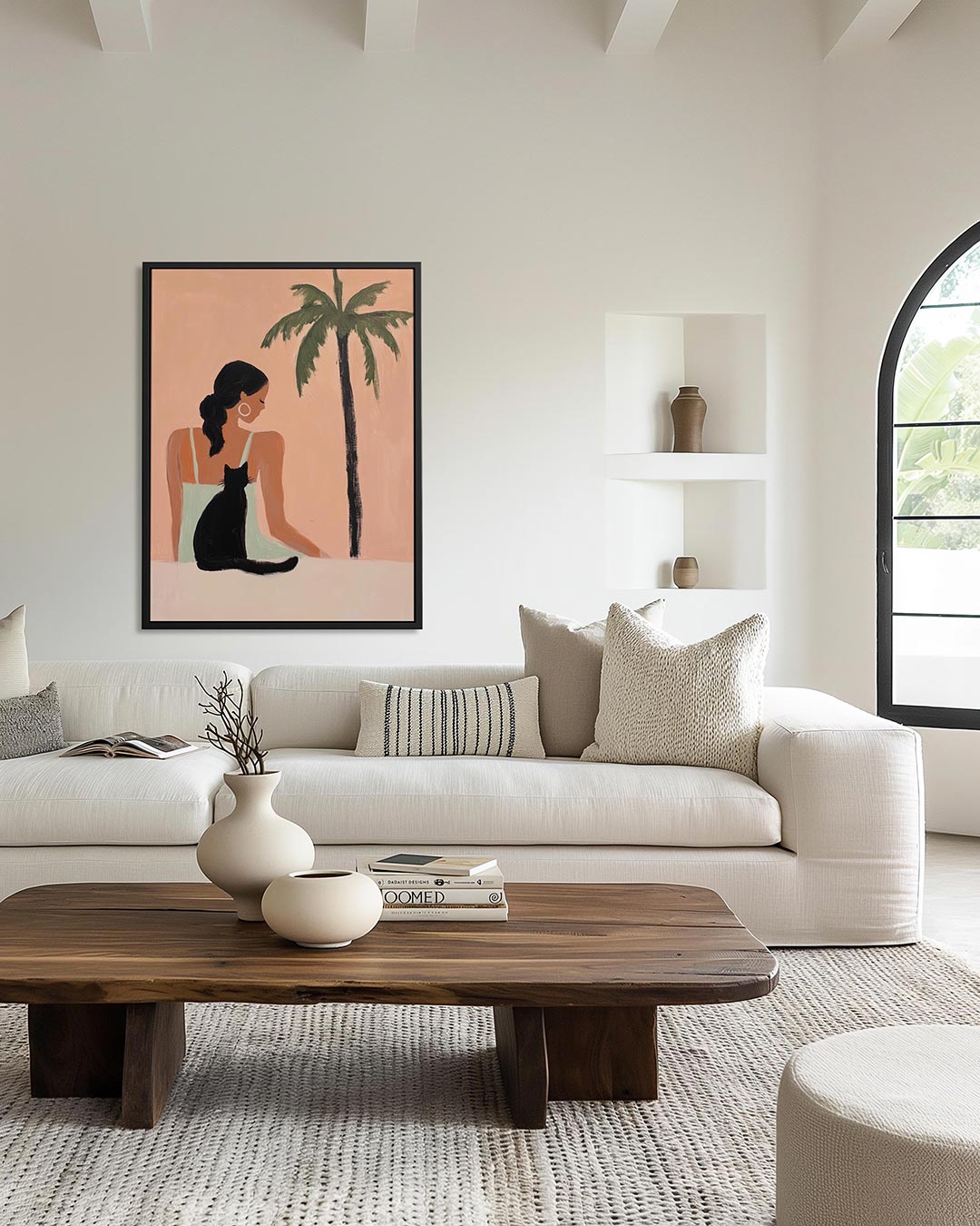 Vrouw en palmboom Kunstwerk