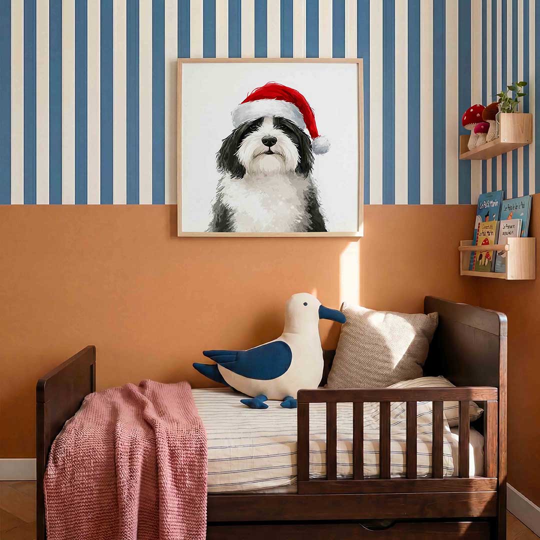 Hond met kerstmuts Poster