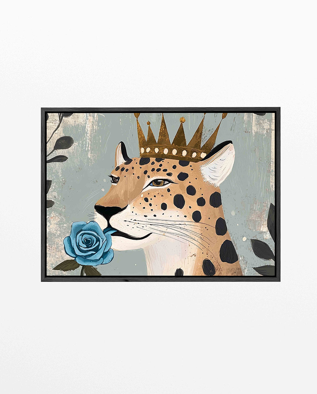Kroonluipaard met roos Kunstwerk