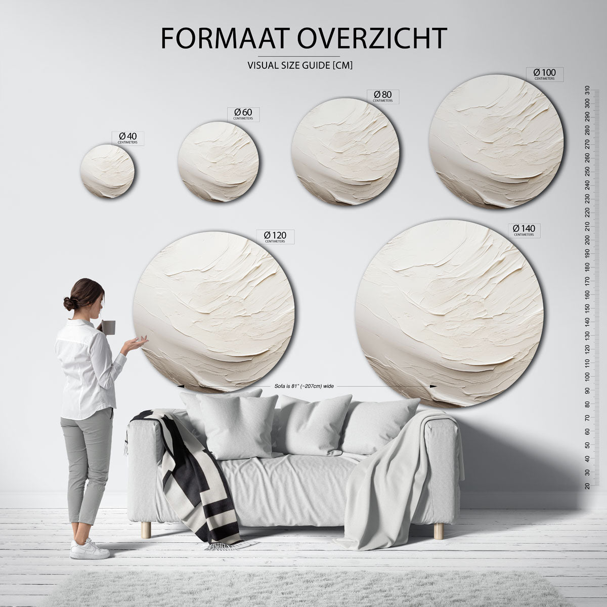 Beige textuur Muurcirkel