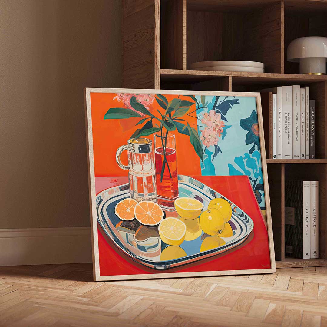 Citrus en bloemen Poster