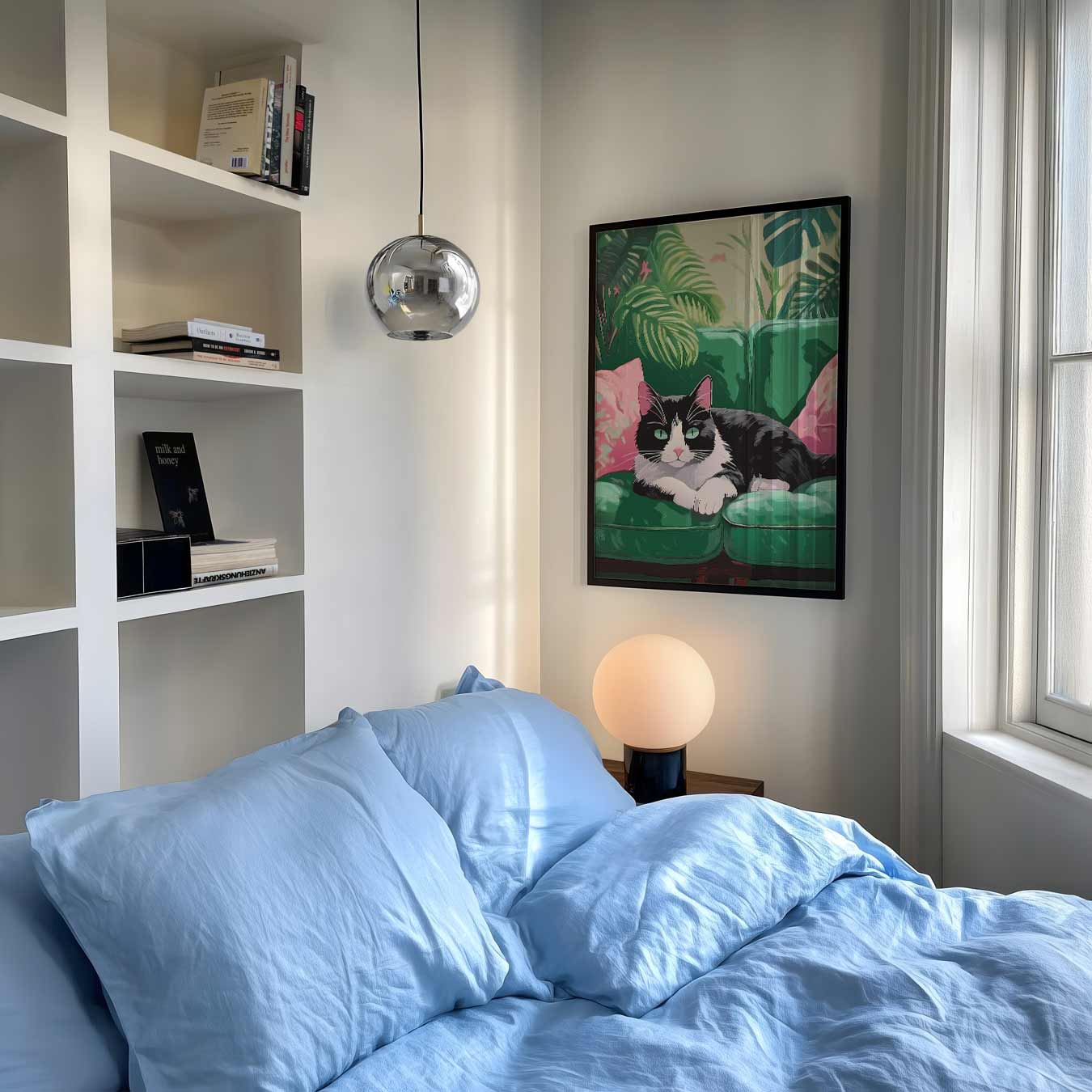 Tropische Kat Op Een Groene Bank Poster-WallArtistic