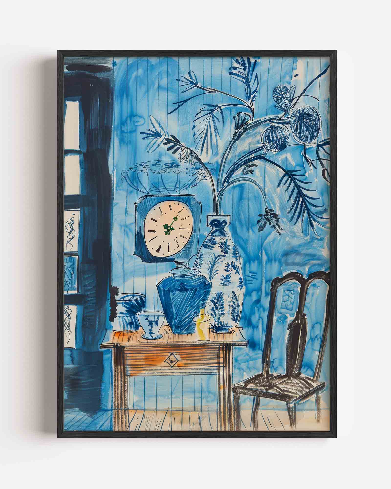 Blauwe interieur Poster