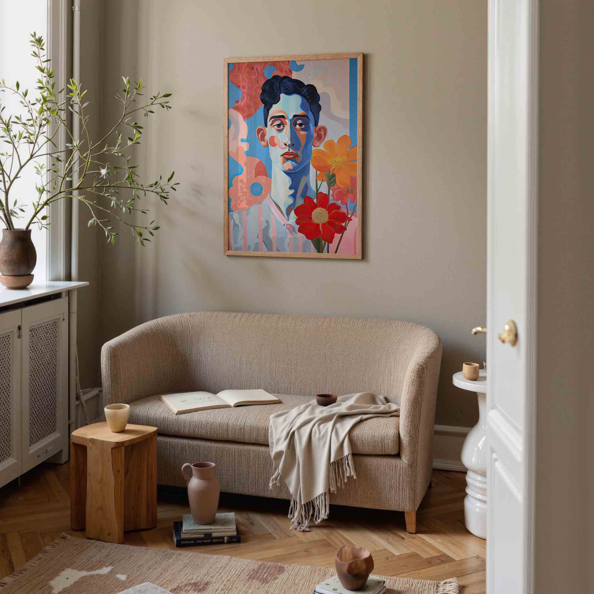 Portret met bloemen Poster