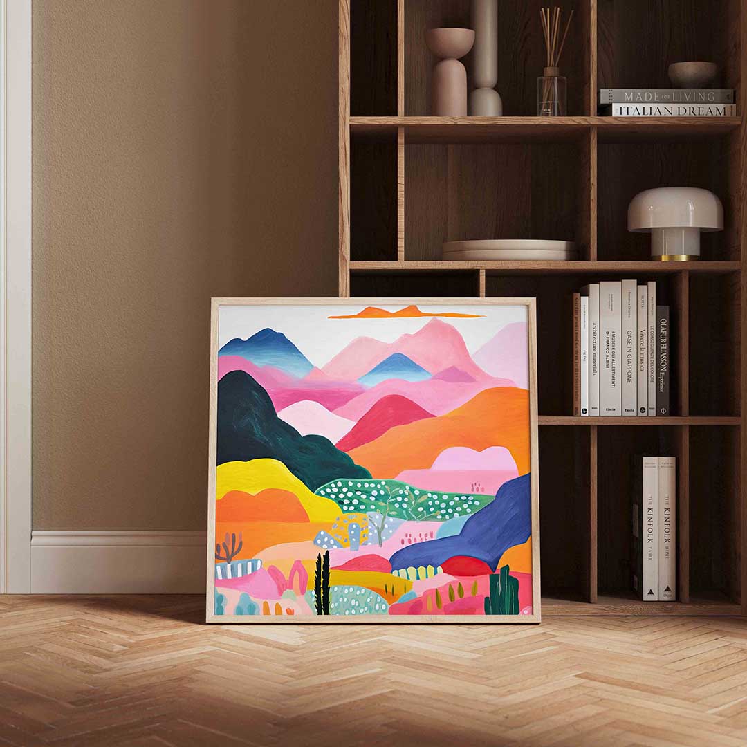 Berglandschap in felle kleuren Poster