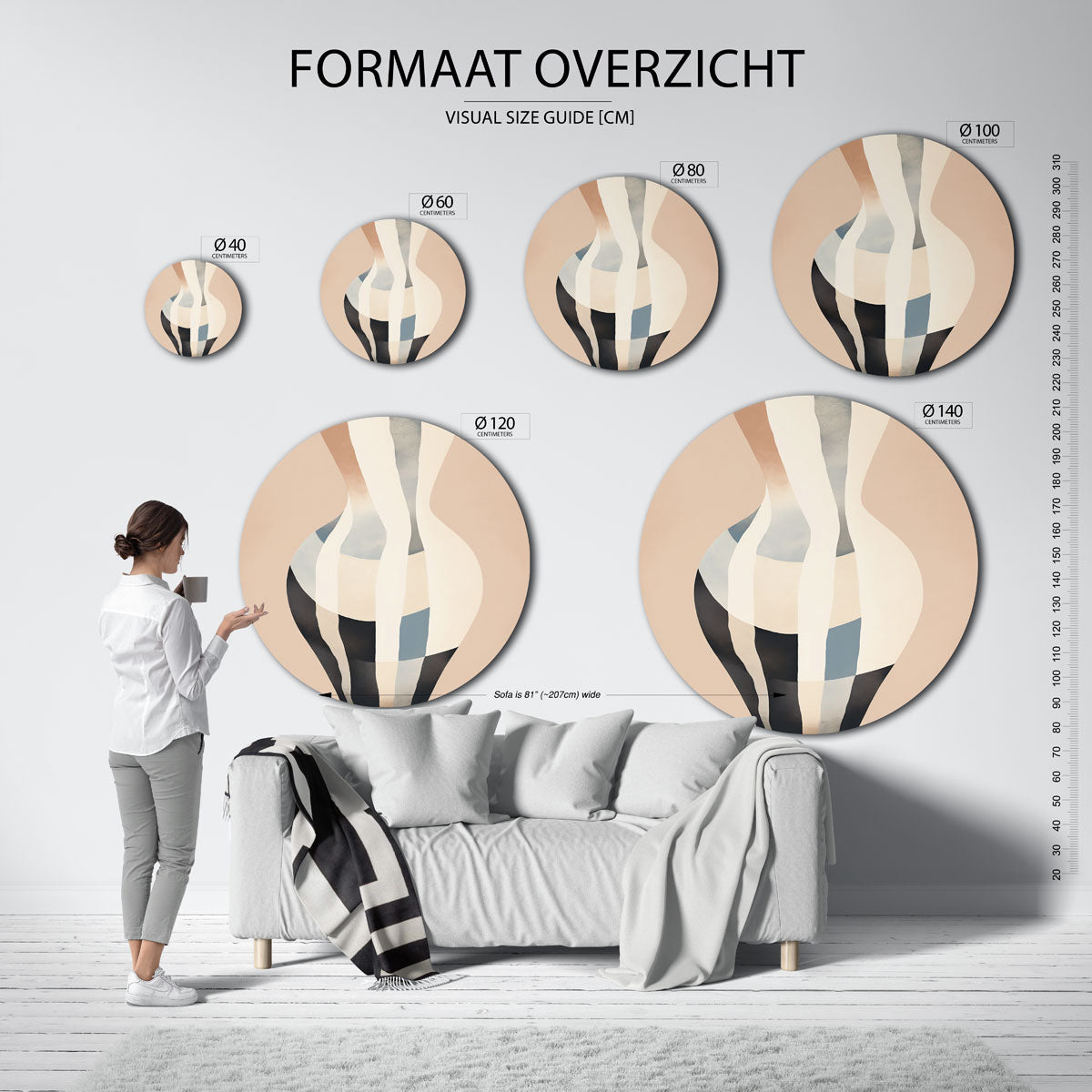 Gestreepte vaas Muurcirkel
