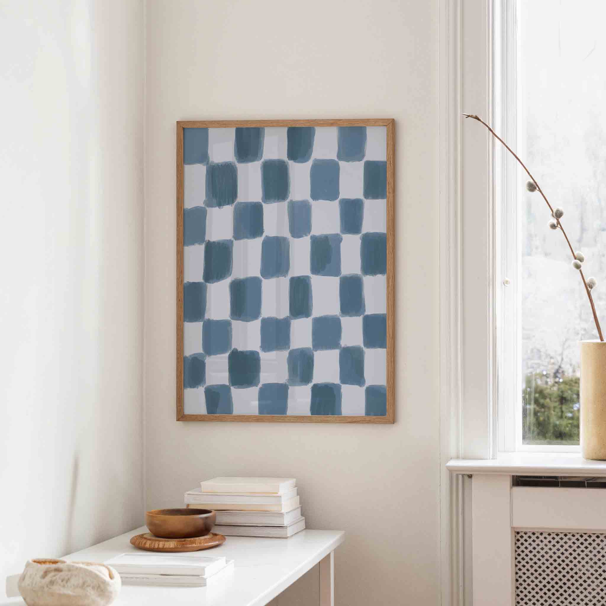 Blauwe vierkanten Poster