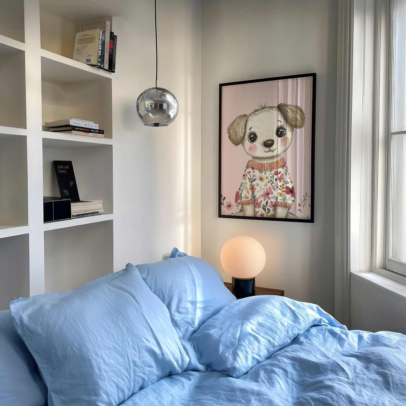 Lieve Puppy Bloemenposter-WallArtistic