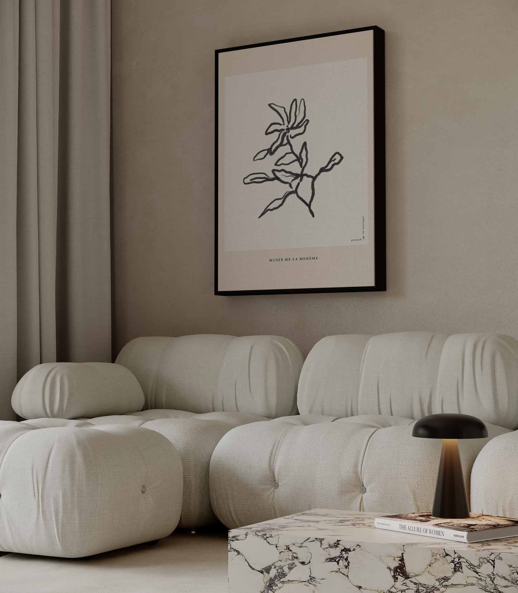 Elegante Bloemillustratie Kunstwerk-canvas-dibond-plexiglas-wanddecoratie-WallArtistic
