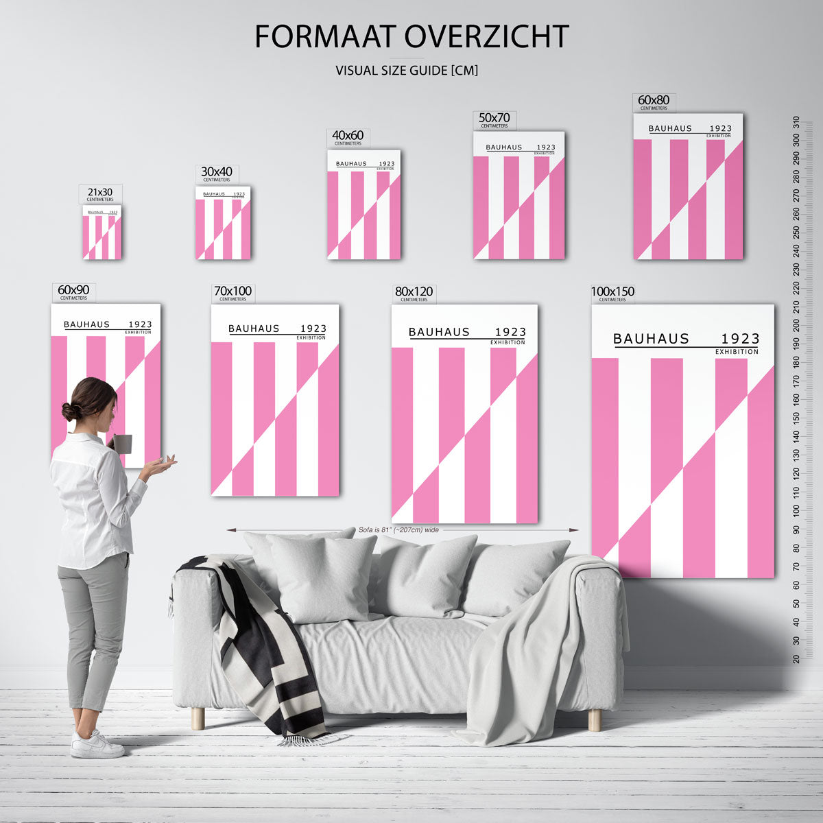 Roze lijnenspel Poster