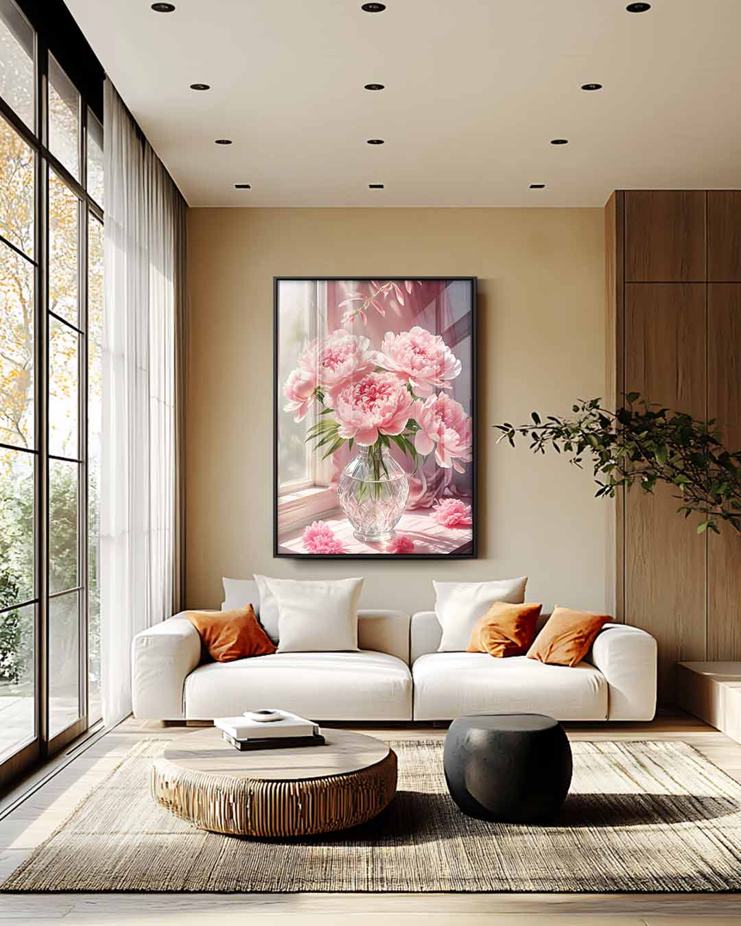 Bloemenpracht in het Raamlicht Kunstwerk-canvas-dibond-plexiglas-wanddecoratie-WallArtistic