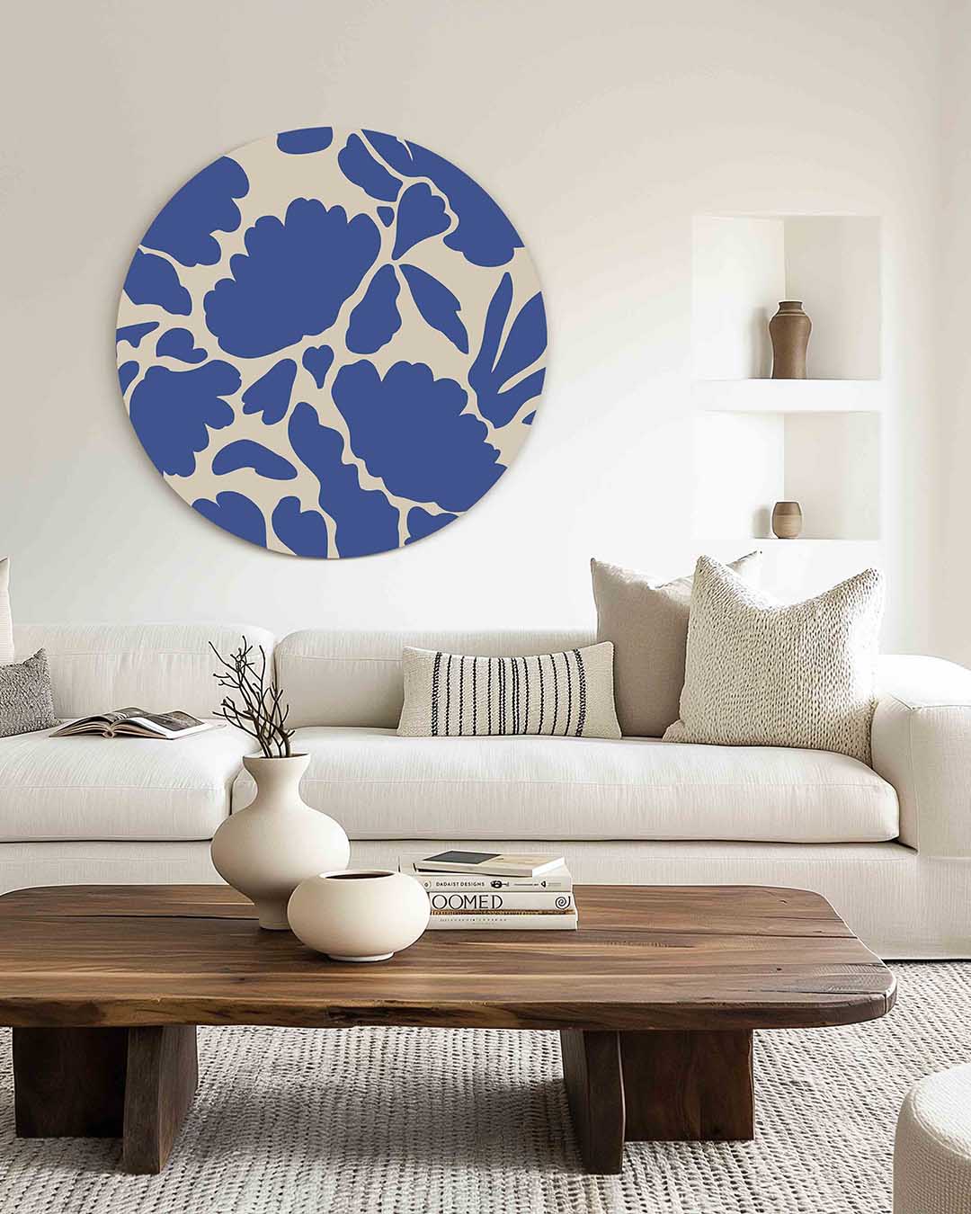 Blauwe bloemen Muurcirkel