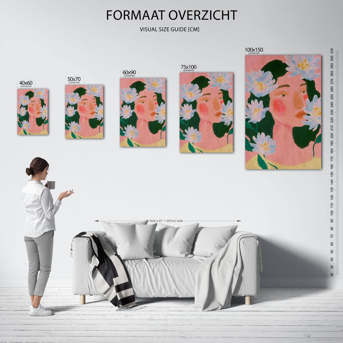 Dromerige bloemenportret Kunstwerk