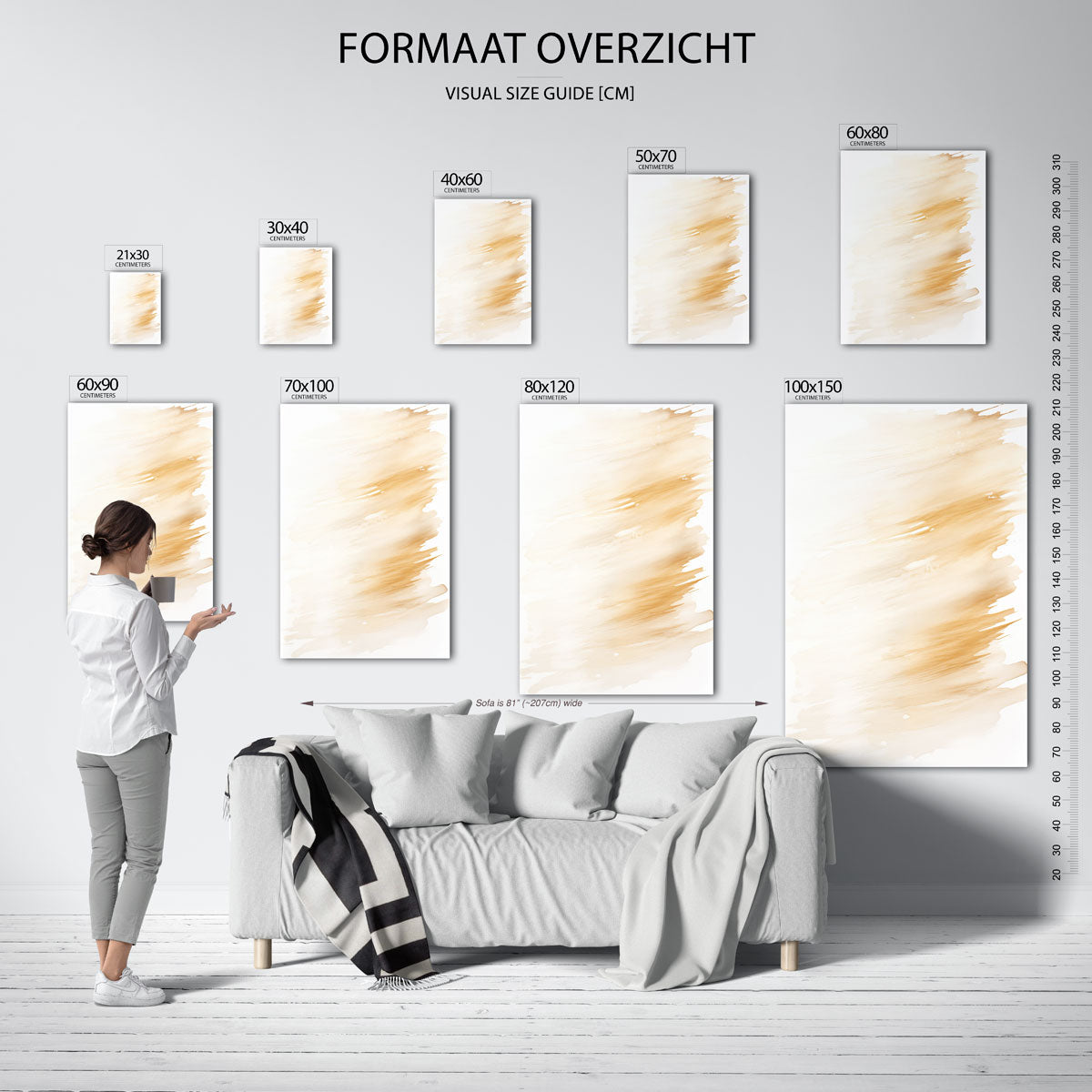 Beige penseelstreken Poster