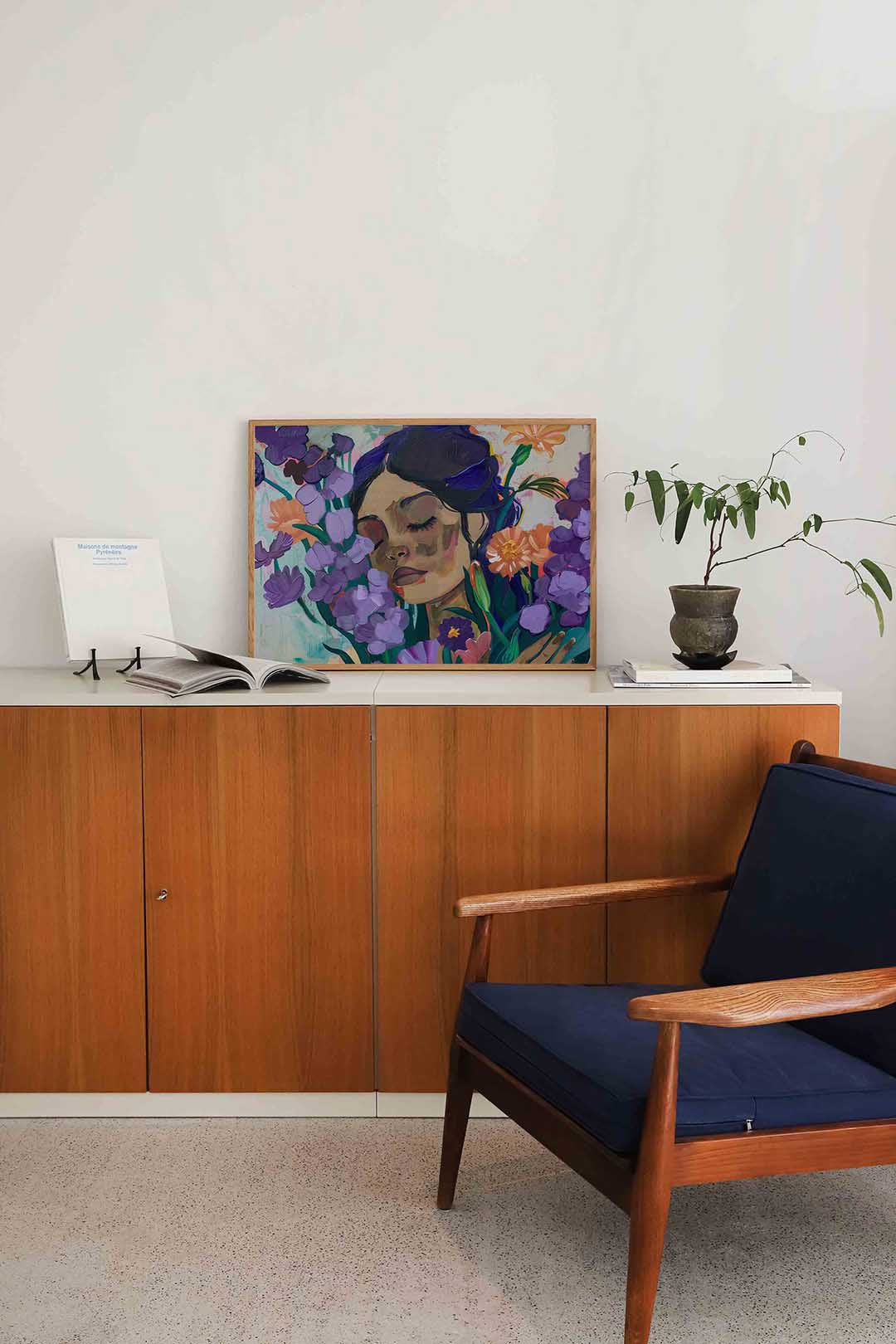 Bloemen en vrouw Poster