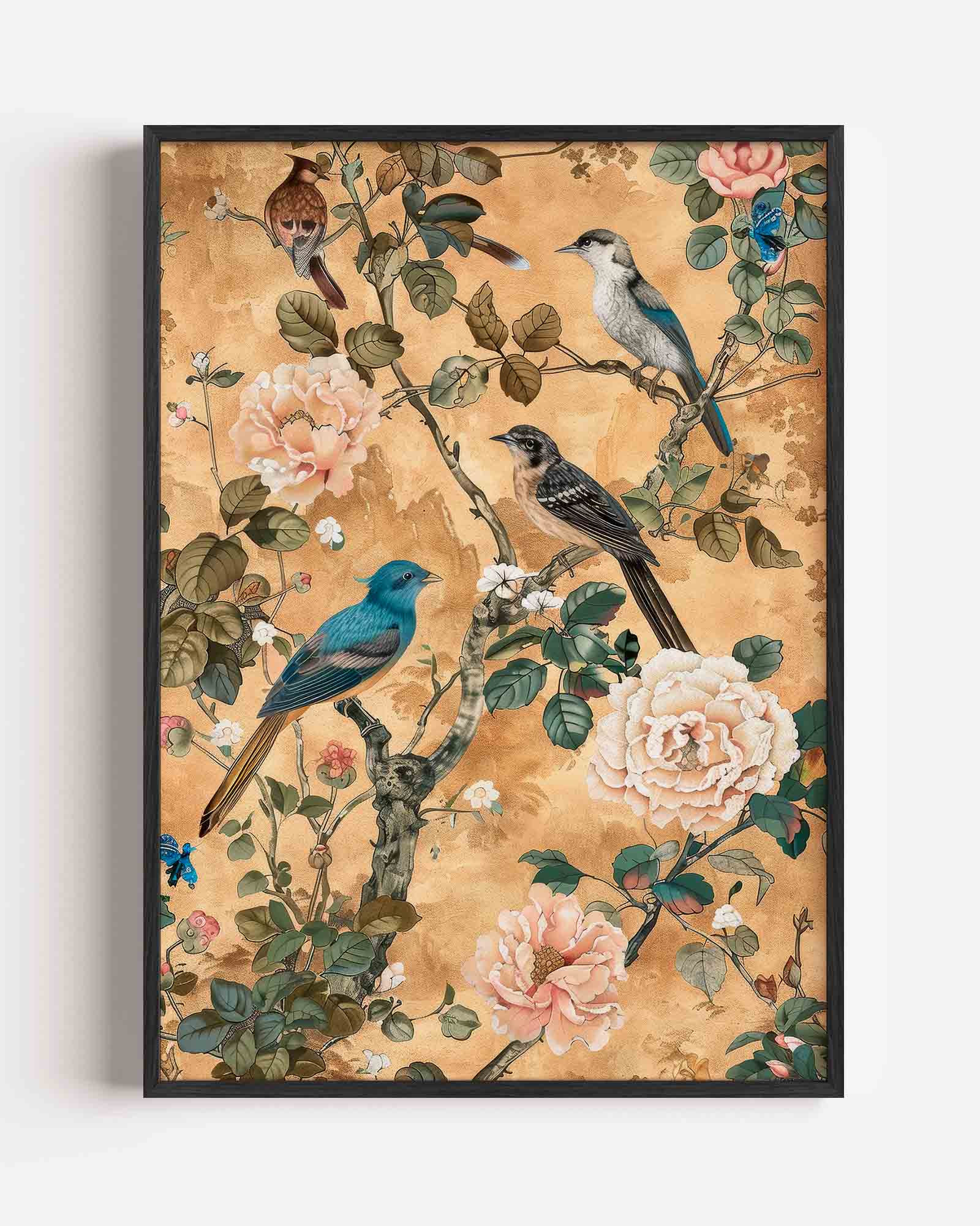 Vogels en bloemen Poster
