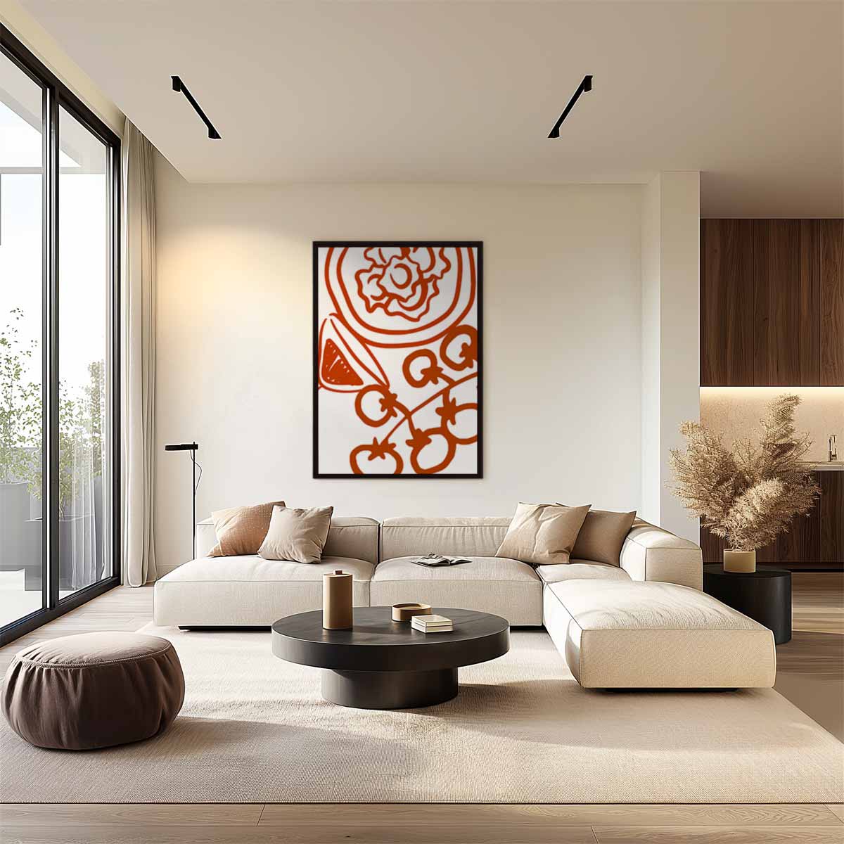 Tomaat en Vormen Illustratie Kunstwerk-canvas-dibond-plexiglas-wanddecoratie-WallArtistic