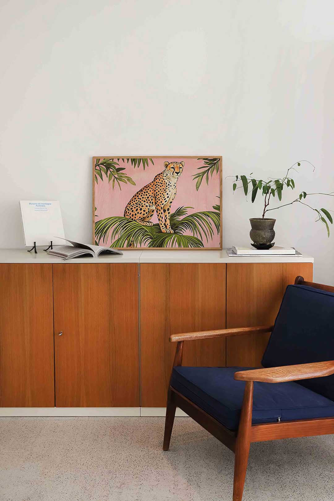 Luipaard op palmbladeren Poster