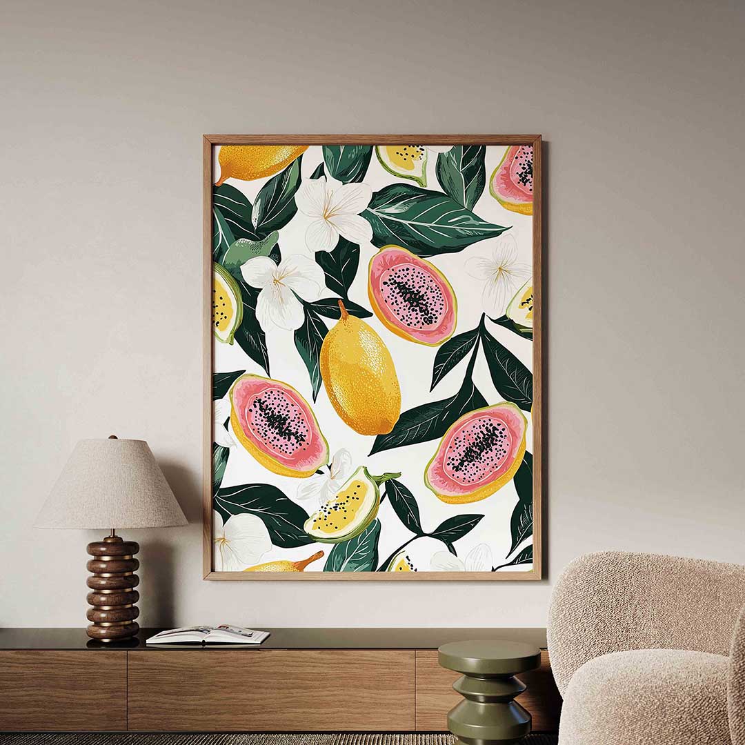 Tropische vruchten en bloemen Poster
