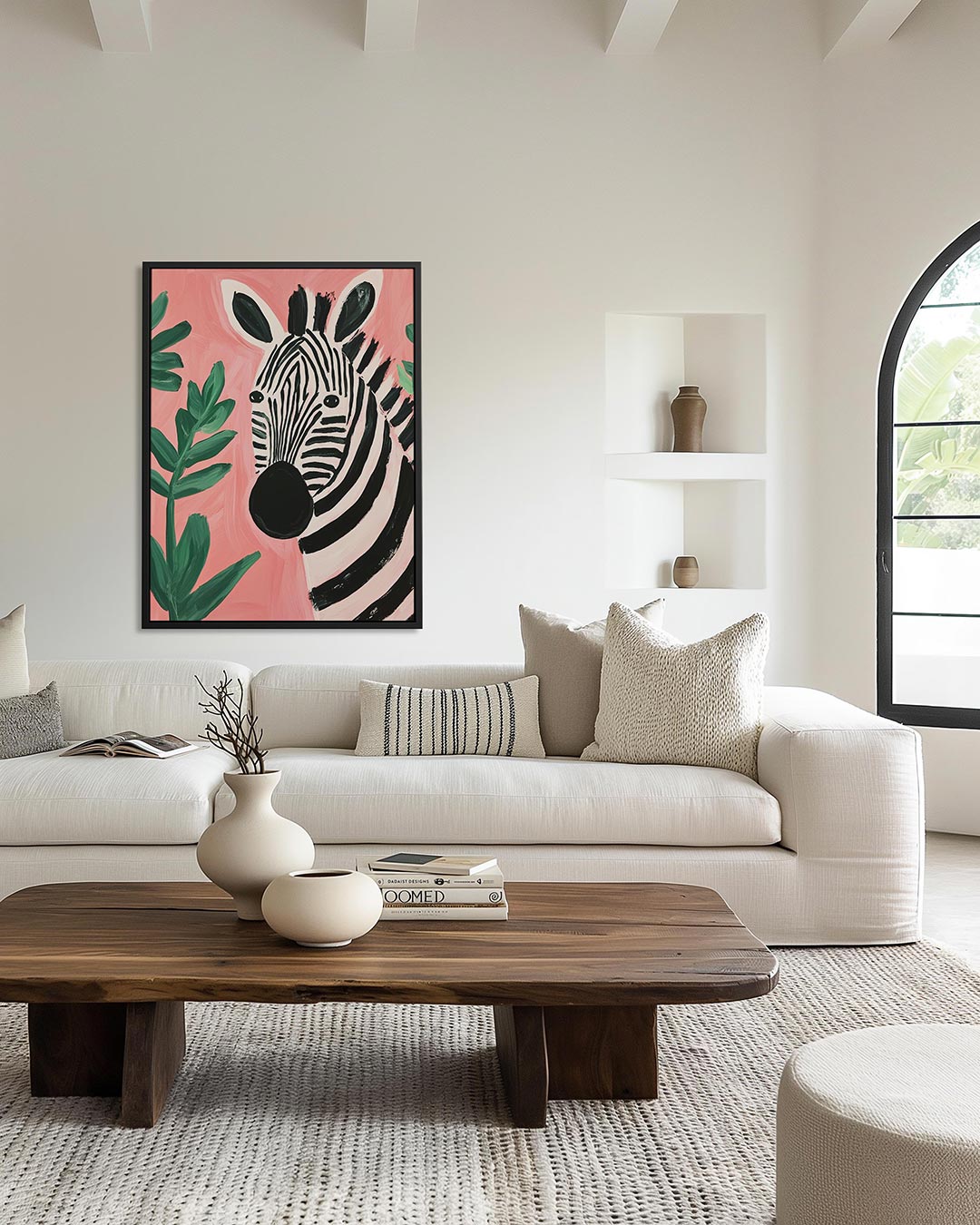 Zebra en bladeren Kunstwerk