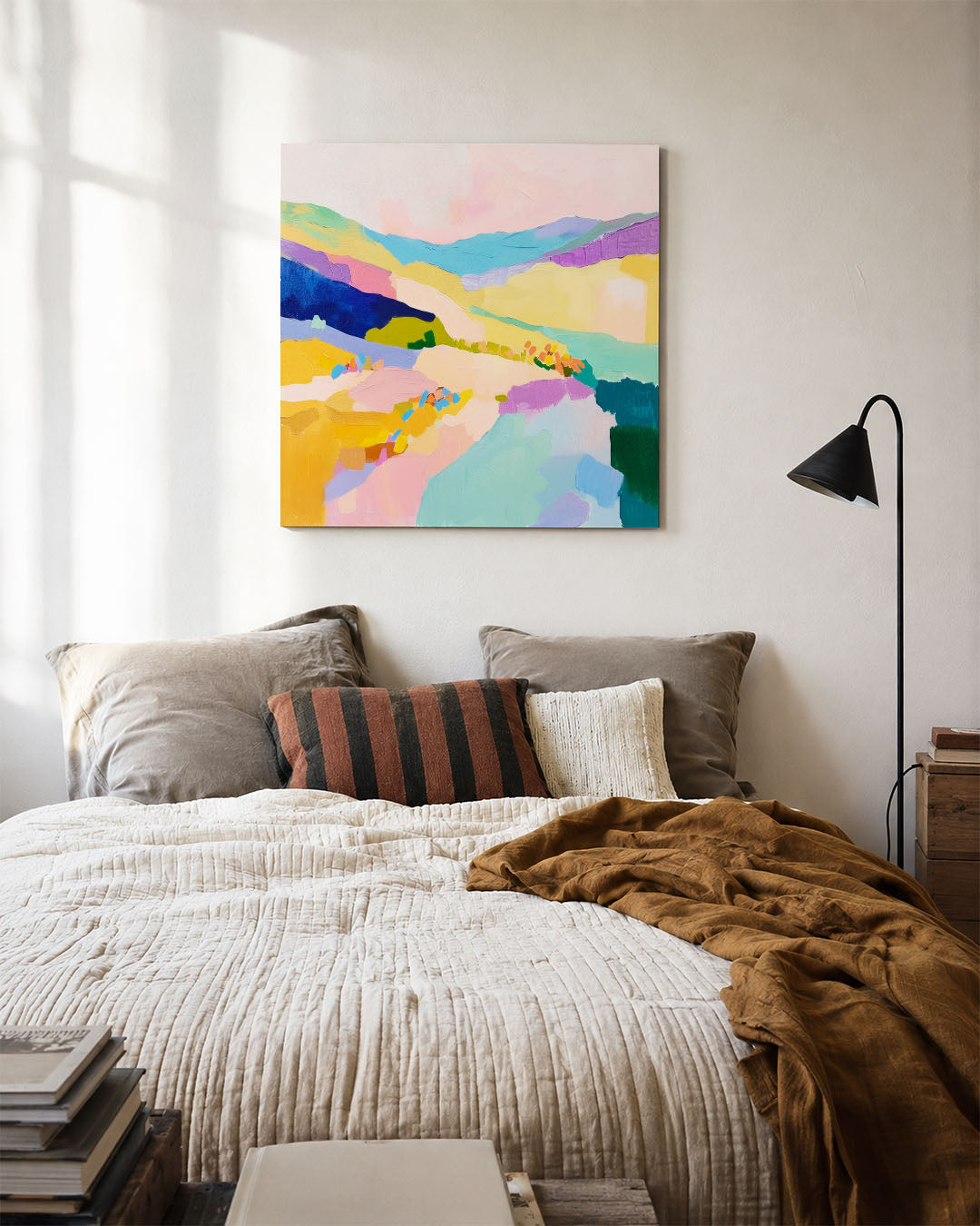 Kleurrijke landschap compositie Kunstwerk
