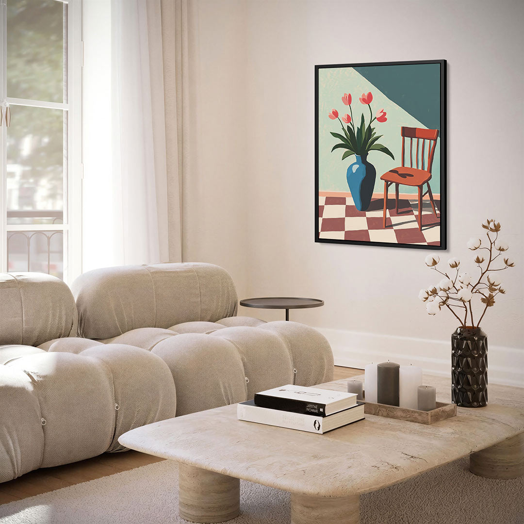 Vaas en stoel compositie Kunstwerk