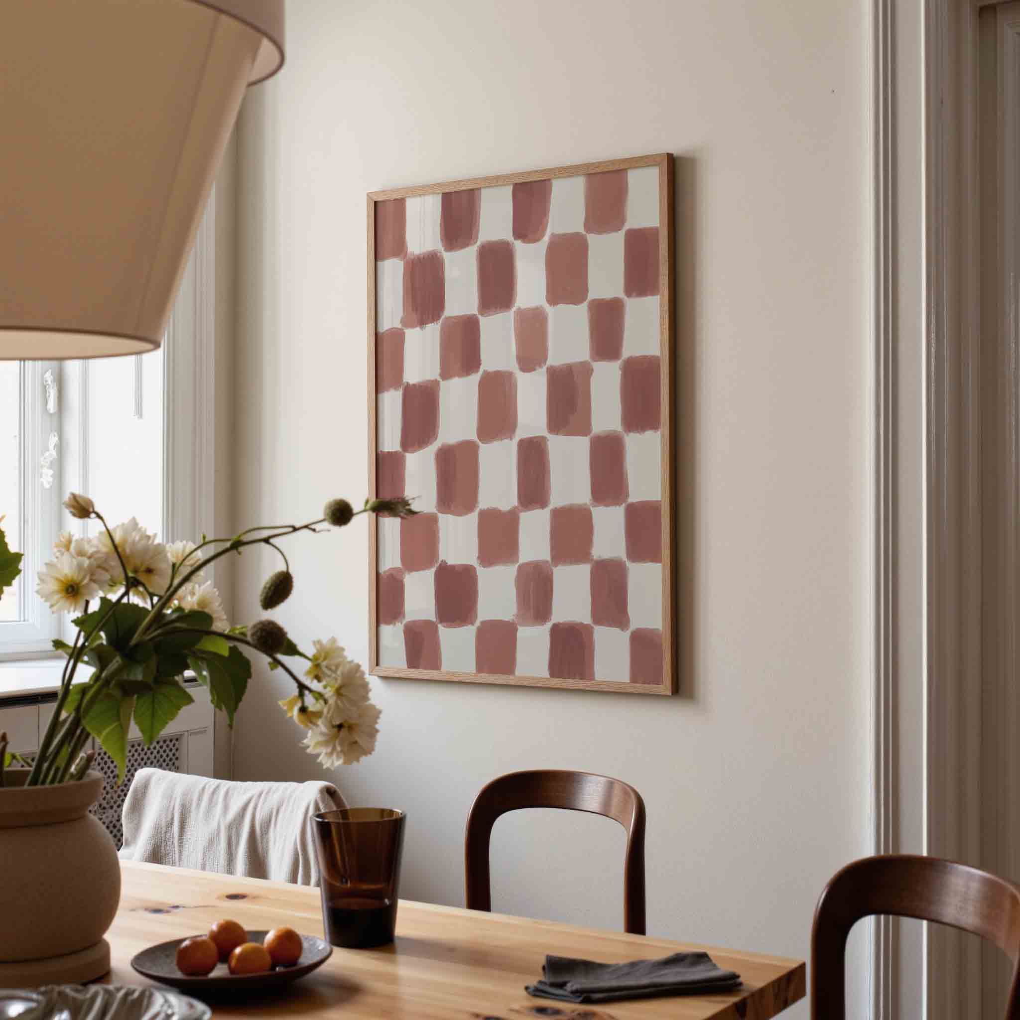 Geruite beige Poster