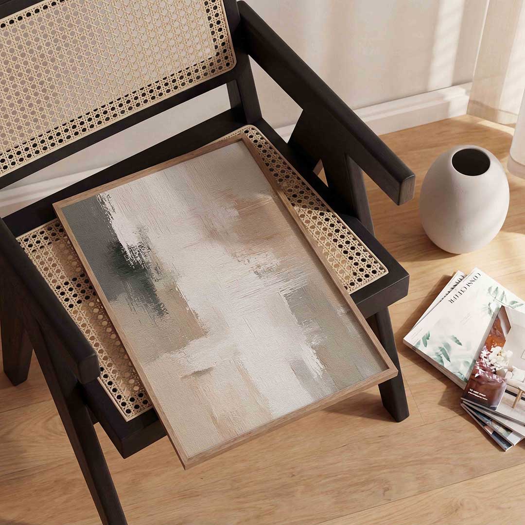 Abstracte beige en grijze Poster