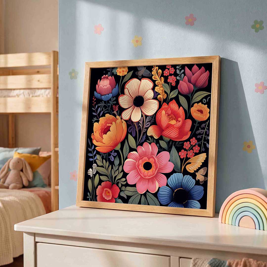 Bloemen en vlinders Poster