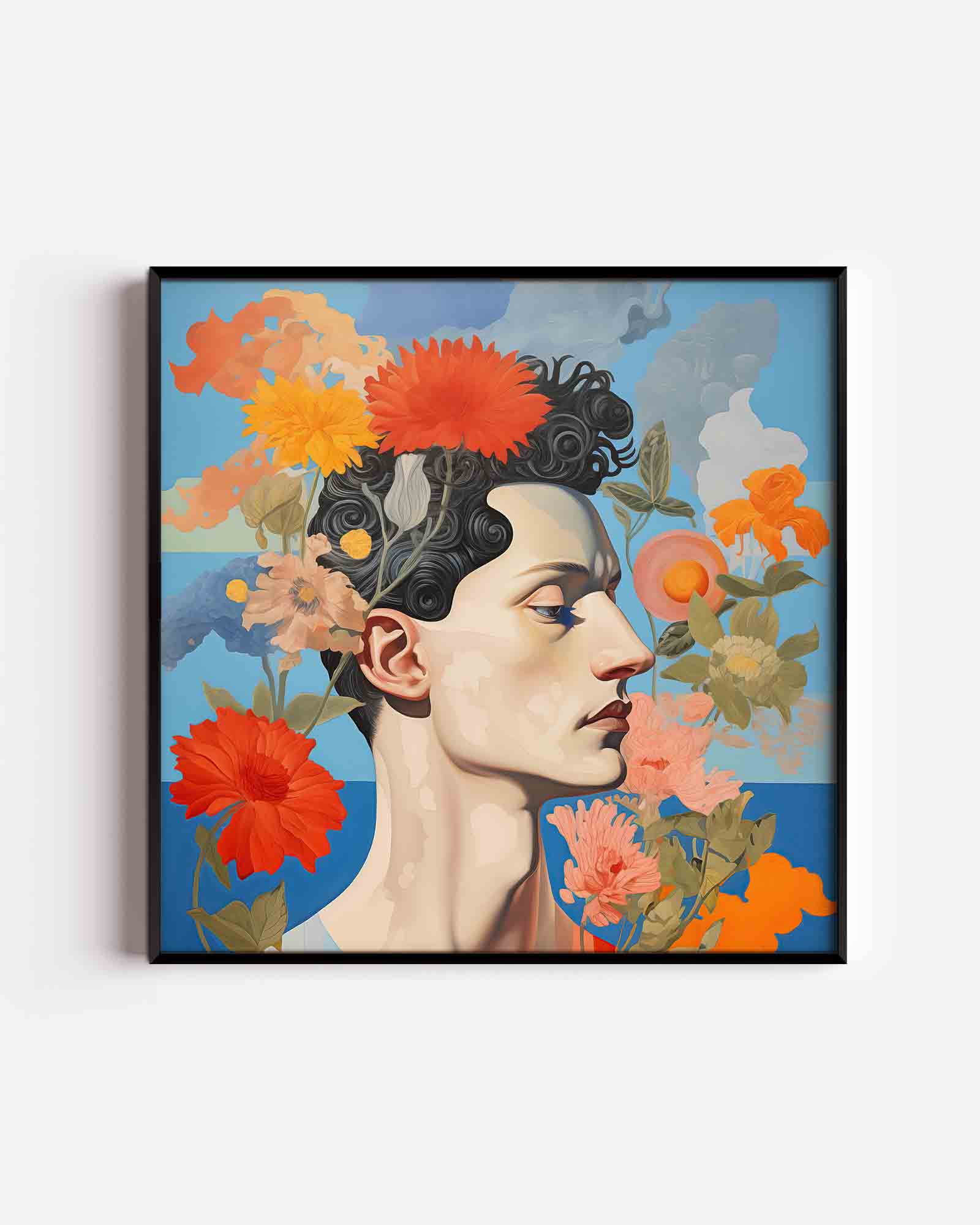 Bloemen en profiel Poster