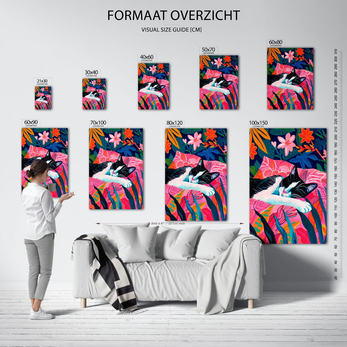 Kat tussen kleurrijke bladeren Poster