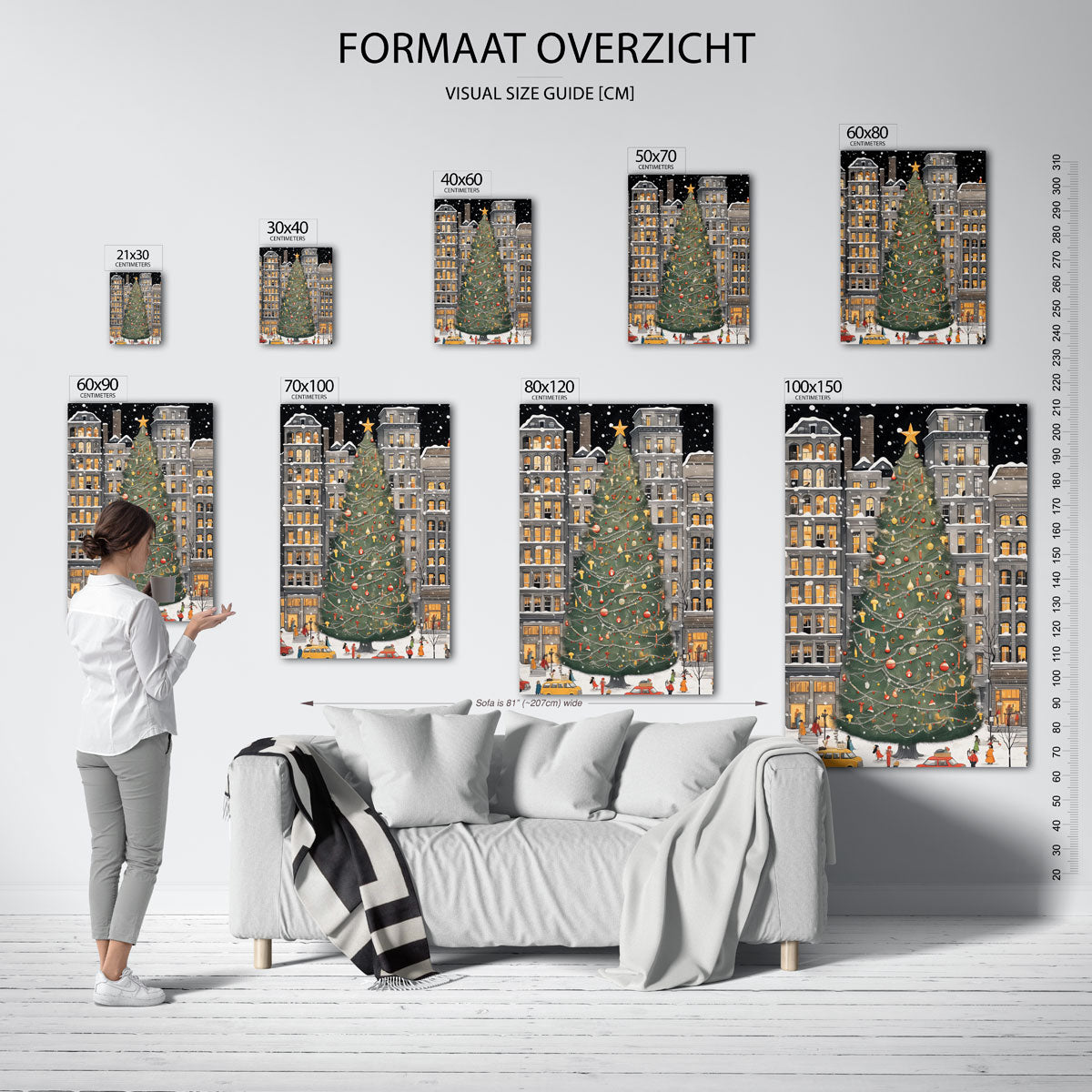 Kerstboom in de stad Poster