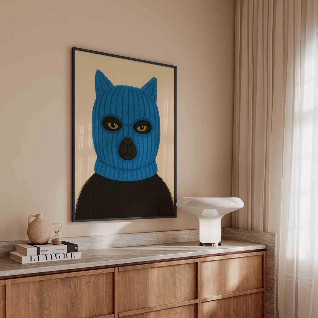 Kat met blauwe muts Poster
