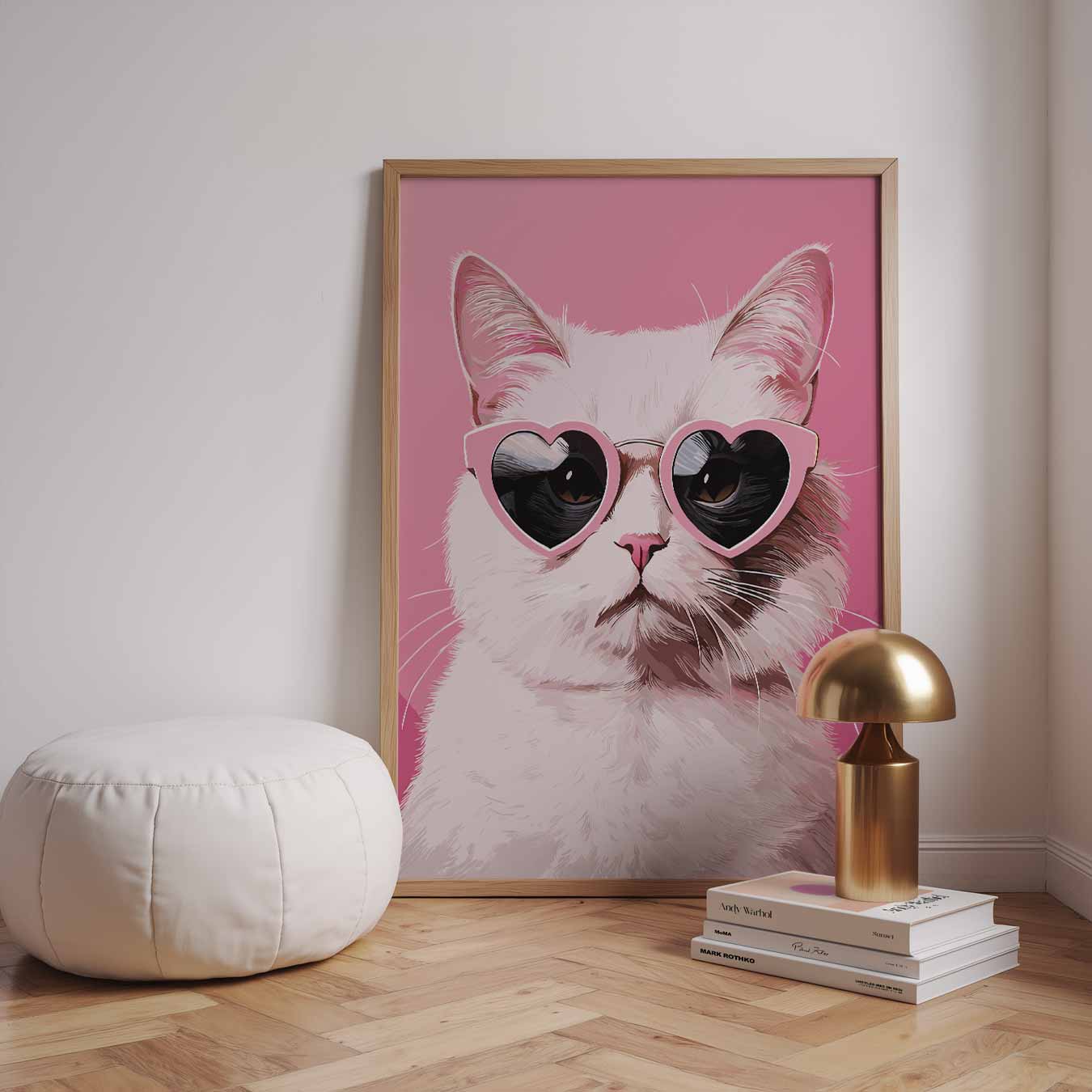 Coole Kat Met Hartjesbril Poster-WallArtistic