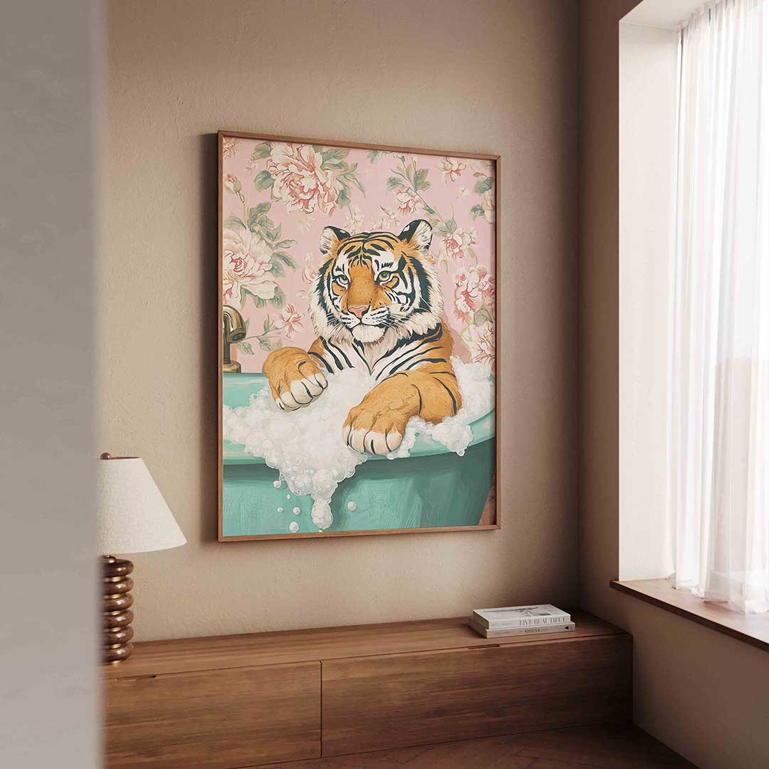 Tijger in bad Poster
