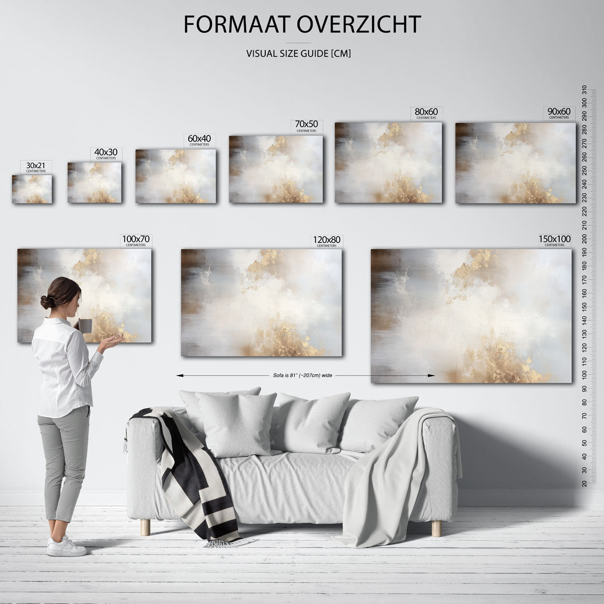 Abstracte beige en grijze Poster